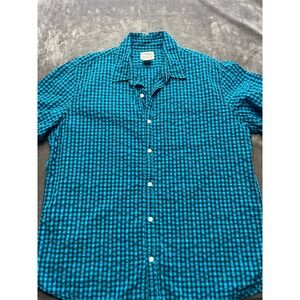 L.L.Bean‎ Men's Blue Black Gingham Plaid Short Sleeve Button Up Shirt L REG